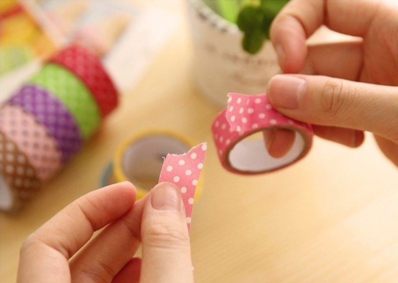 yueton 8pcs Mini Dot Colorful DIY Decorative Washi Masking Tape Assorted Colors - Image 5